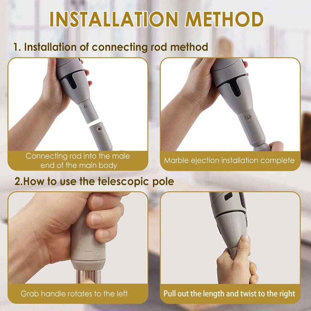 Cordless Electric Spin Scrubber with 10 Brush Heads & Extension Handle-GRAY / france