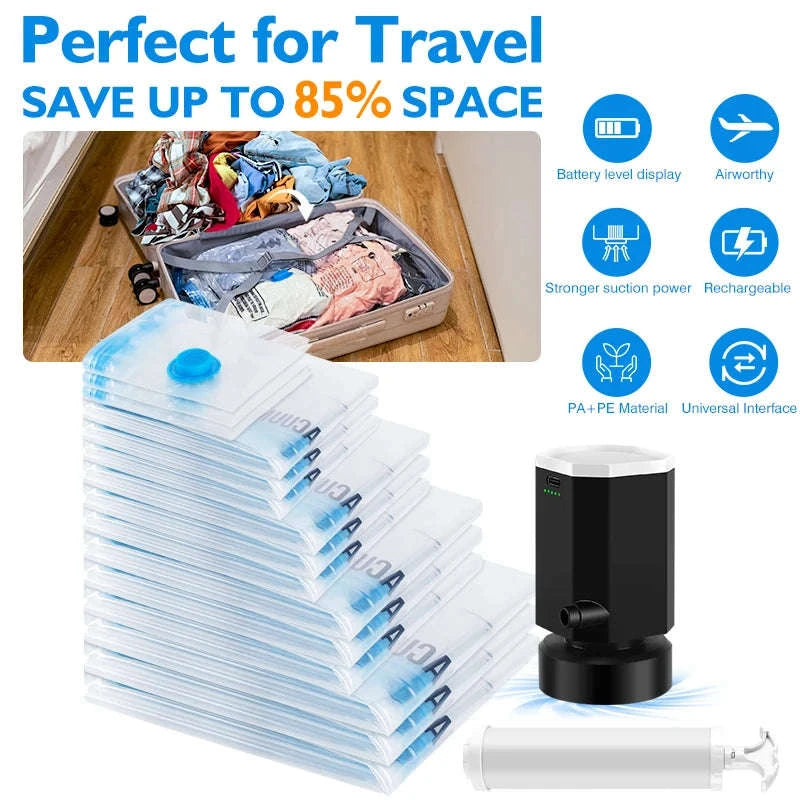 Cordless Electric Vacuum Pump for Travel Storage-only 18 bags combo