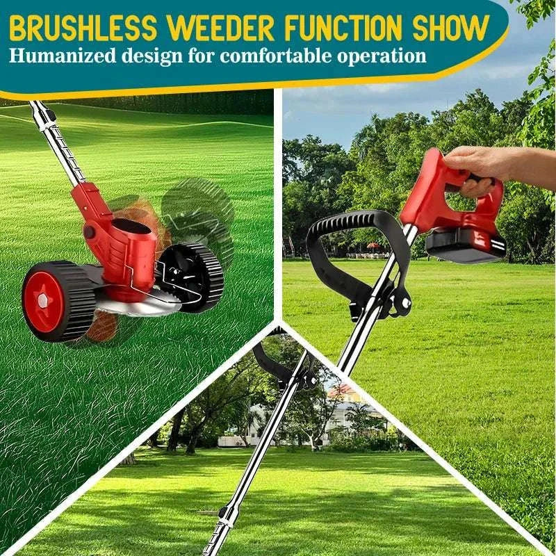 Cordless Electric Weed Trimmer with Telescopic Handle for Gardens-Green / US / two batteries|United States|Reel Mowers