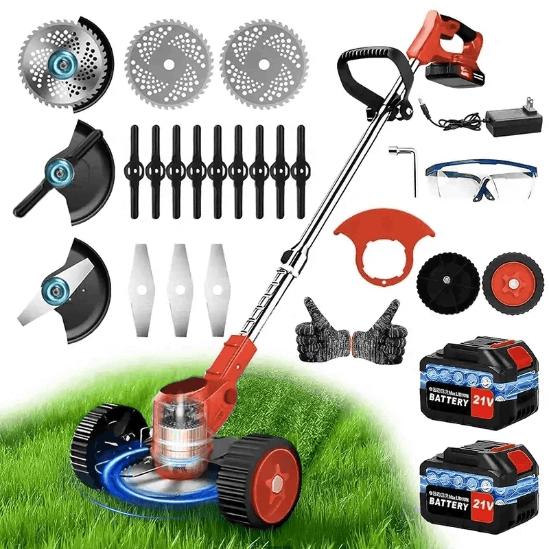 Cordless Electric Weed Trimmer with Telescopic Handle for Gardens-Green / US / two batteries|United States|Reel Mowers