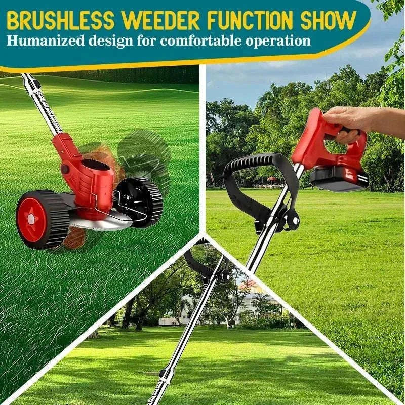 Cordless Electric Weed Trimmer with Telescopic Handle for Gardens-Green / US / two batteries|United States|Reel Mowers