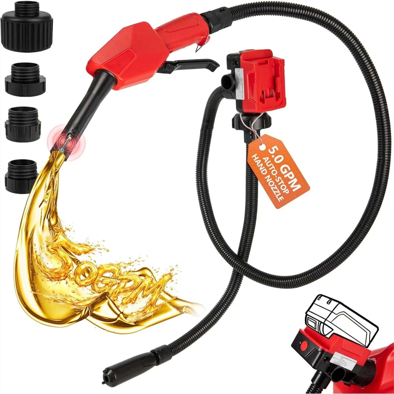 Cordless Fuel Transfer Pump 5GPM with Auto-Stop and 51" Hose-United States
