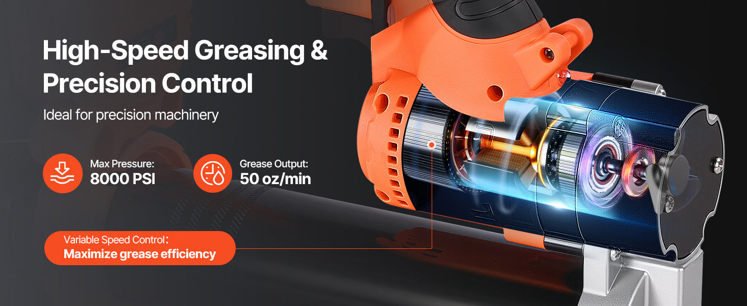 SucceBuy 8000 PSI-es vezeték nélküli zsírzógép 35,4 inch(es) tömlővel, autókarbantartási, akkumulátoros, 18V-s energiájú zsírzás járművekhez