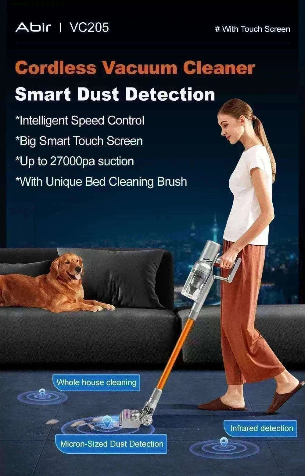 Cordless Handheld Vacuum 27000Pa with Smart Sensor & Touch Screen-CZECH REPUBLIC