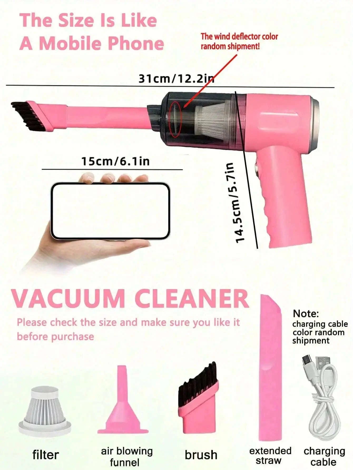 Cordless Handheld Vacuum Cleaner for Car, Home and Pet Hair-United States / Black