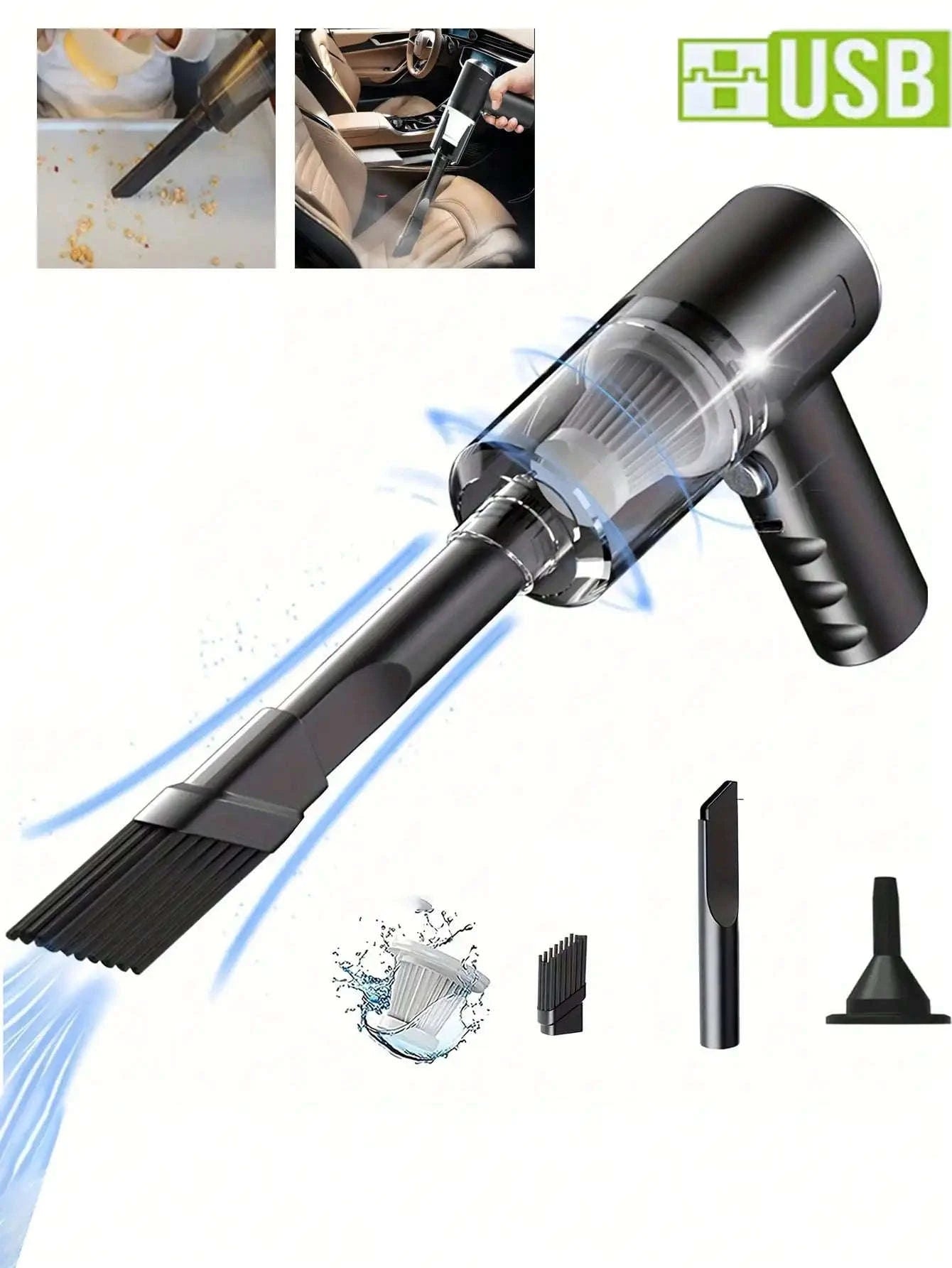 Cordless Handheld Vacuum Cleaner for Car, Home and Pet Hair-United States / Black