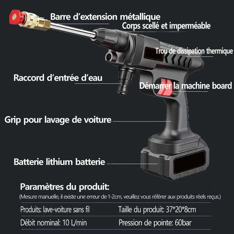 Cordless High Pressure Car Washer Gun with Battery & Self Priming-30000mah / Battery Powered / Mexico