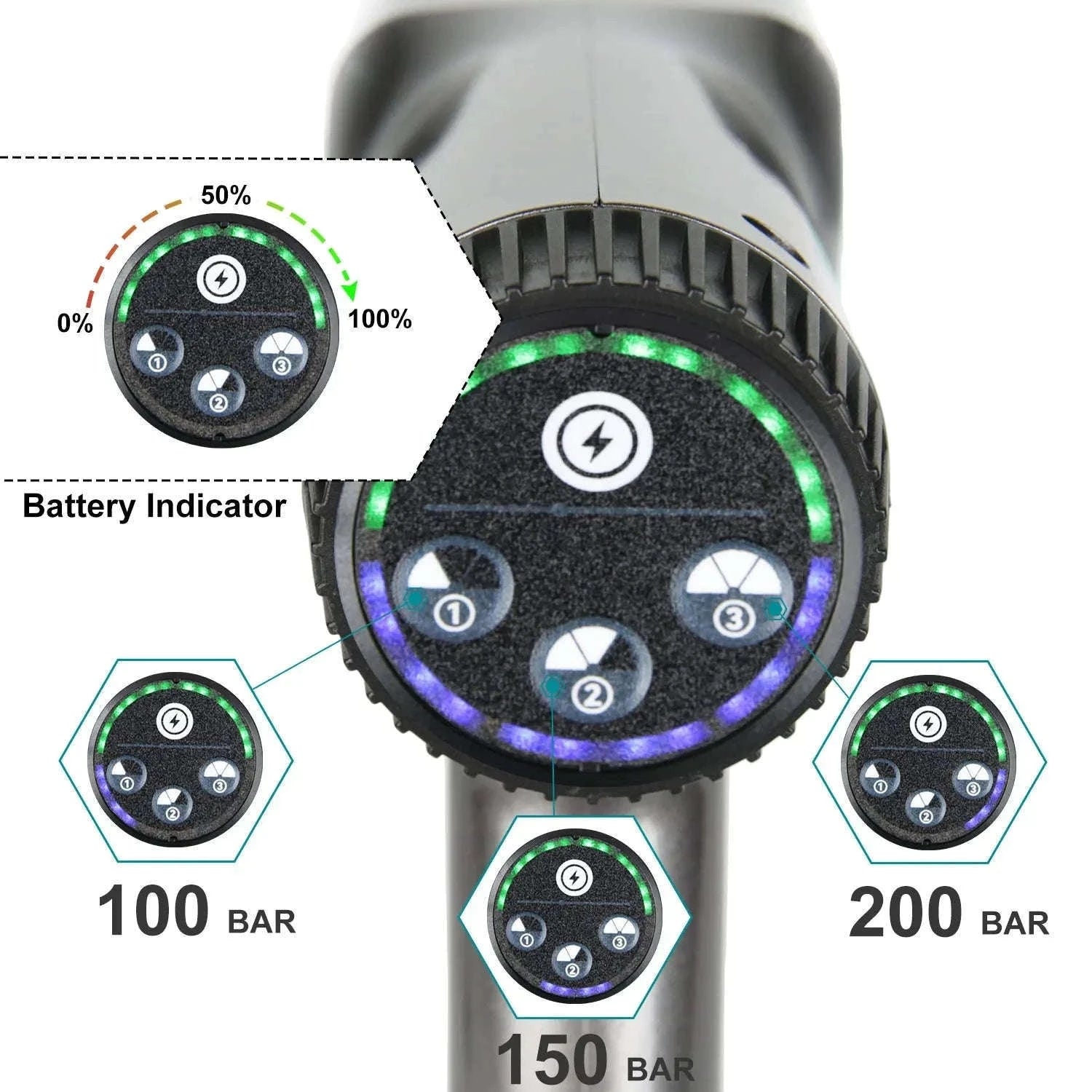 Cordless High Pressure Washer 200 Bar 6-in-1 Nozzle 18V-1 pc battery / EU / france|Electric