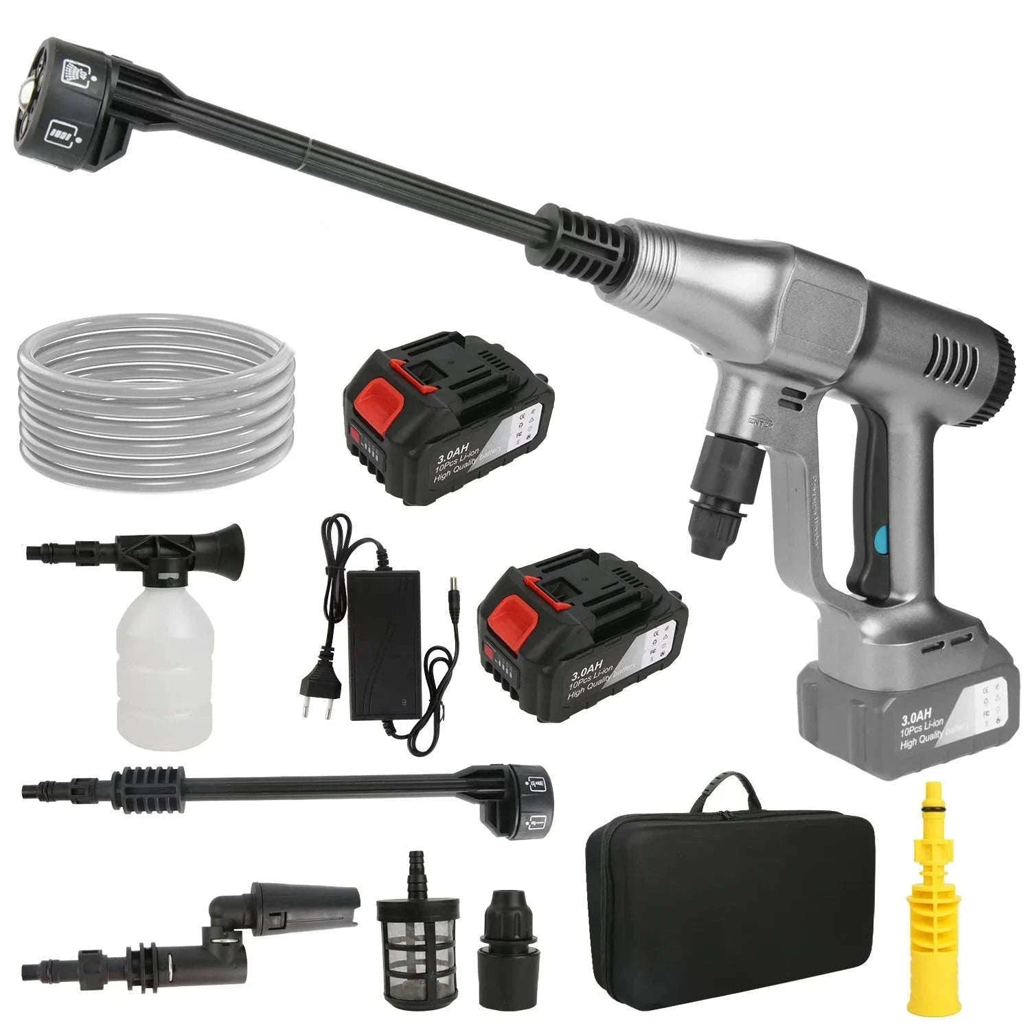 Cordless High Pressure Washer 200 Bar 6-in-1 Nozzle 18V-1 pc battery / EU / france|Electric