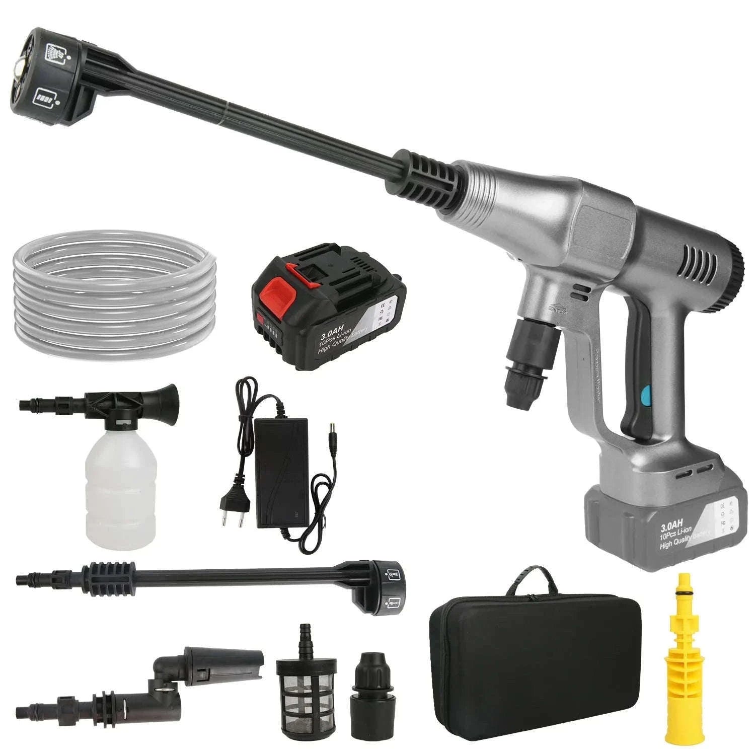 Cordless High Pressure Washer 200 Bar 6-in-1 Nozzle 18V-1 pc battery / EU / france|Electric