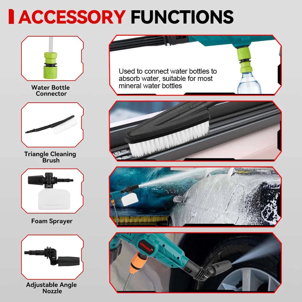 Cordless High Pressure Washer Gun 200 Bar 6-in-1 Spray for Car & Garden-Without Battery / China Mainland