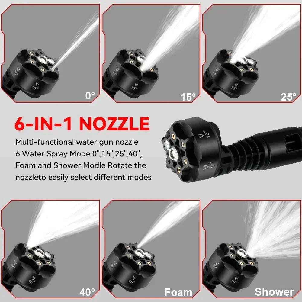 Cordless High Pressure Washer Gun 200 Bar 6-in-1 Spray for Car & Garden-Without Battery / China Mainland