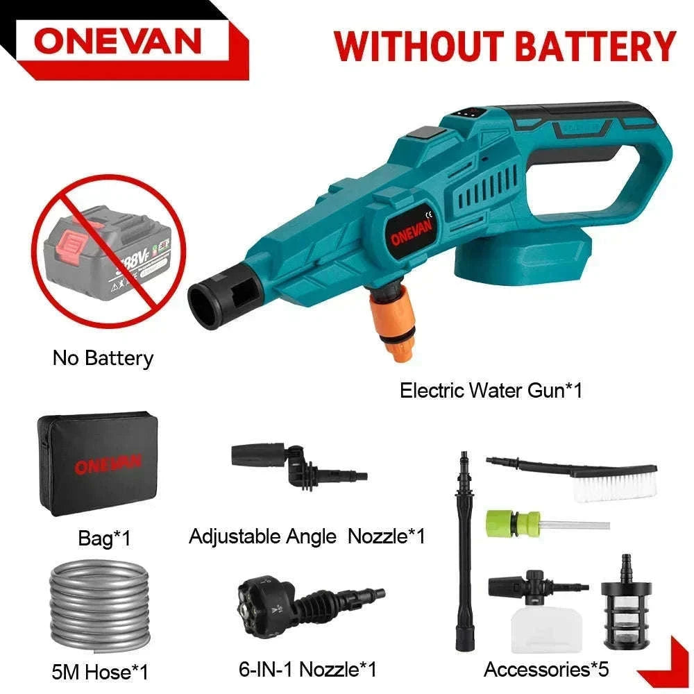 Cordless High Pressure Washer Gun 200 Bar 6-in-1 Spray for Car & Garden-Without Battery / China Mainland