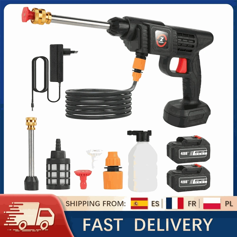 Cordless High Pressure Washer Gun 50BAR with Battery and Foam Spray-