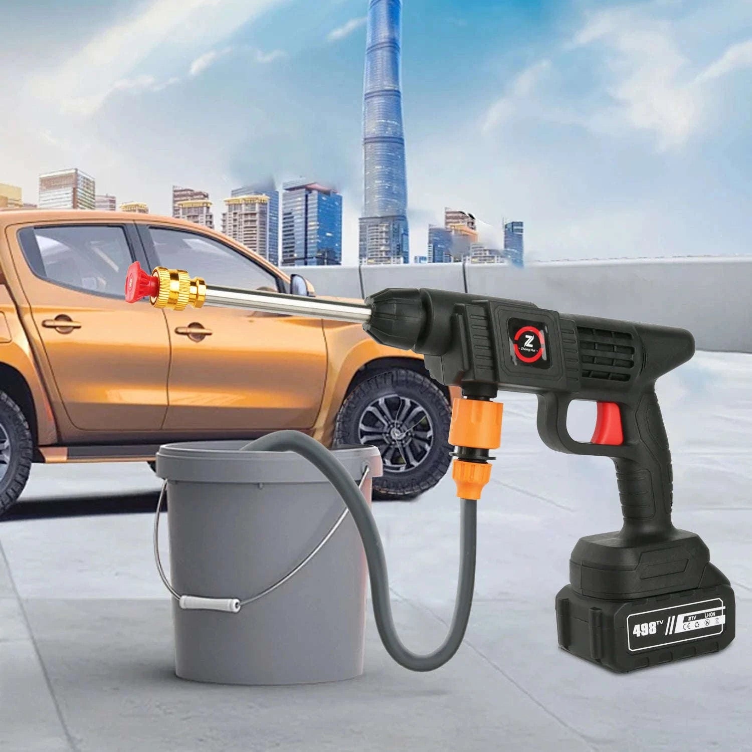 Cordless High Pressure Washer Gun 50BAR with Battery and Foam Spray-PL-20000mAhBattery*1 / Battery Powered / france