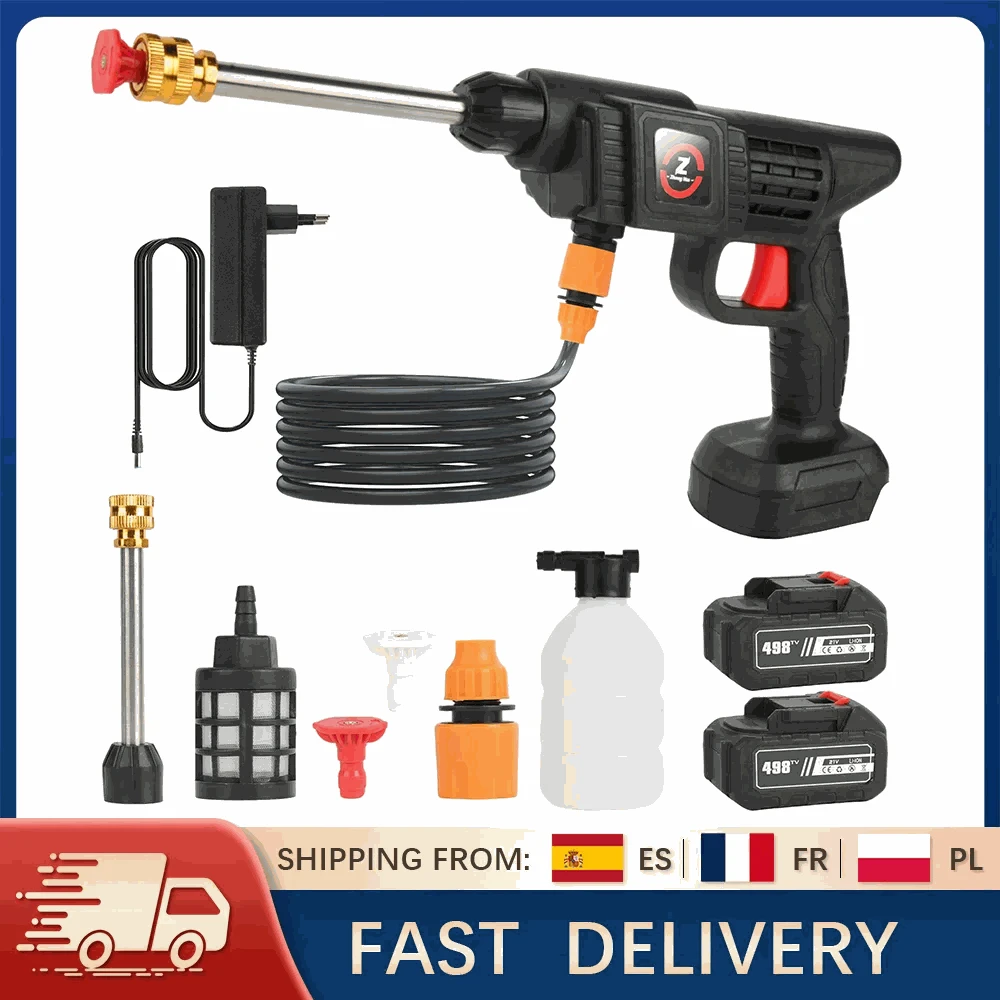 Cordless High Pressure Washer Gun 50BAR with Battery and Foam Spray-PL-20000mAhBattery*1 / Battery Powered / france