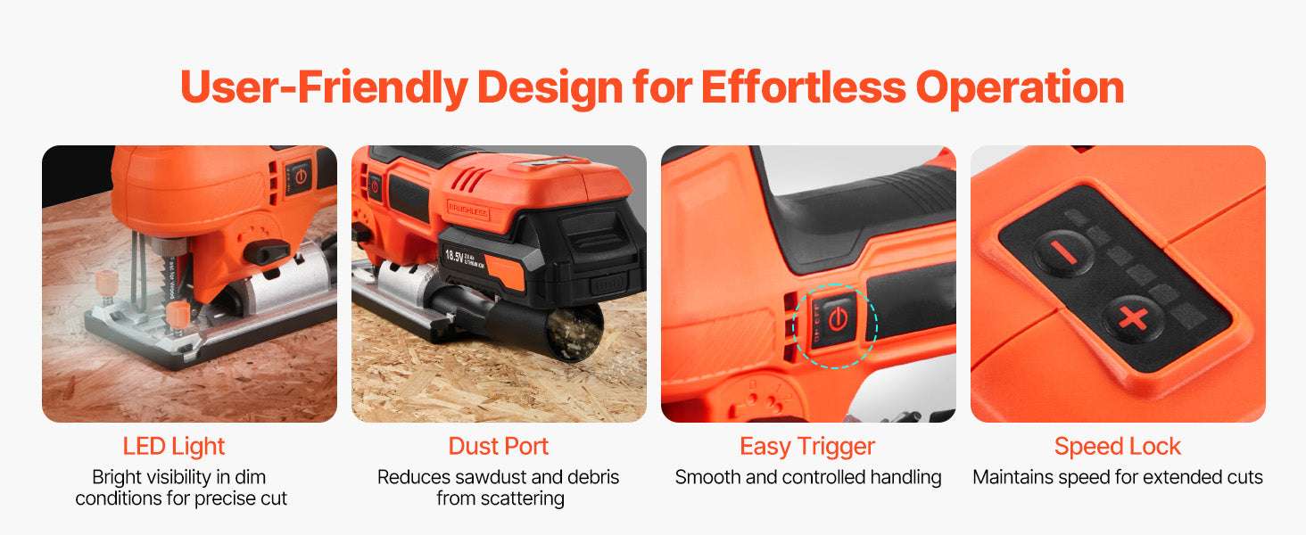Cordless Jig Saw 3500 SPM with Variable Speeds & Orbital Settings-3500spm / United States