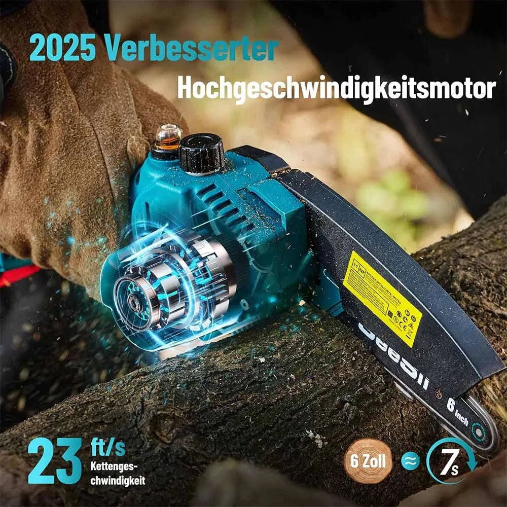 Cordless Mini Chainsaw 6 Inch Rechargeable Pruning Saw-With 2-battery 4.0Ah / EU / GERMANY