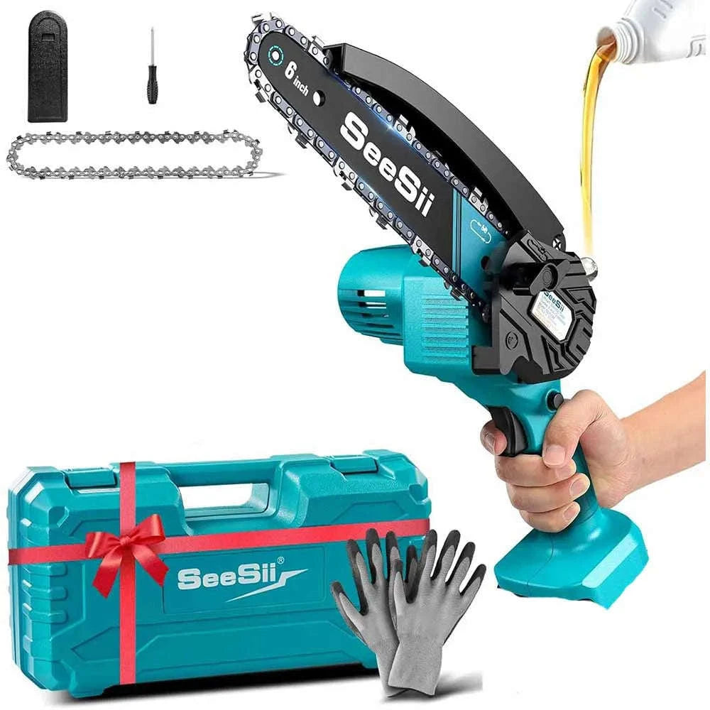 Cordless Mini Chainsaw 6 Inch Rechargeable Pruning Saw-With 2-battery 4.0Ah / EU / GERMANY