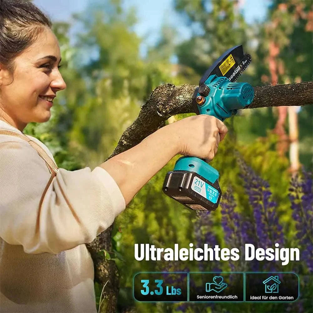 Cordless Mini Chainsaw 6 Inch Rechargeable Pruning Saw-With 2-battery 4.0Ah / EU / GERMANY