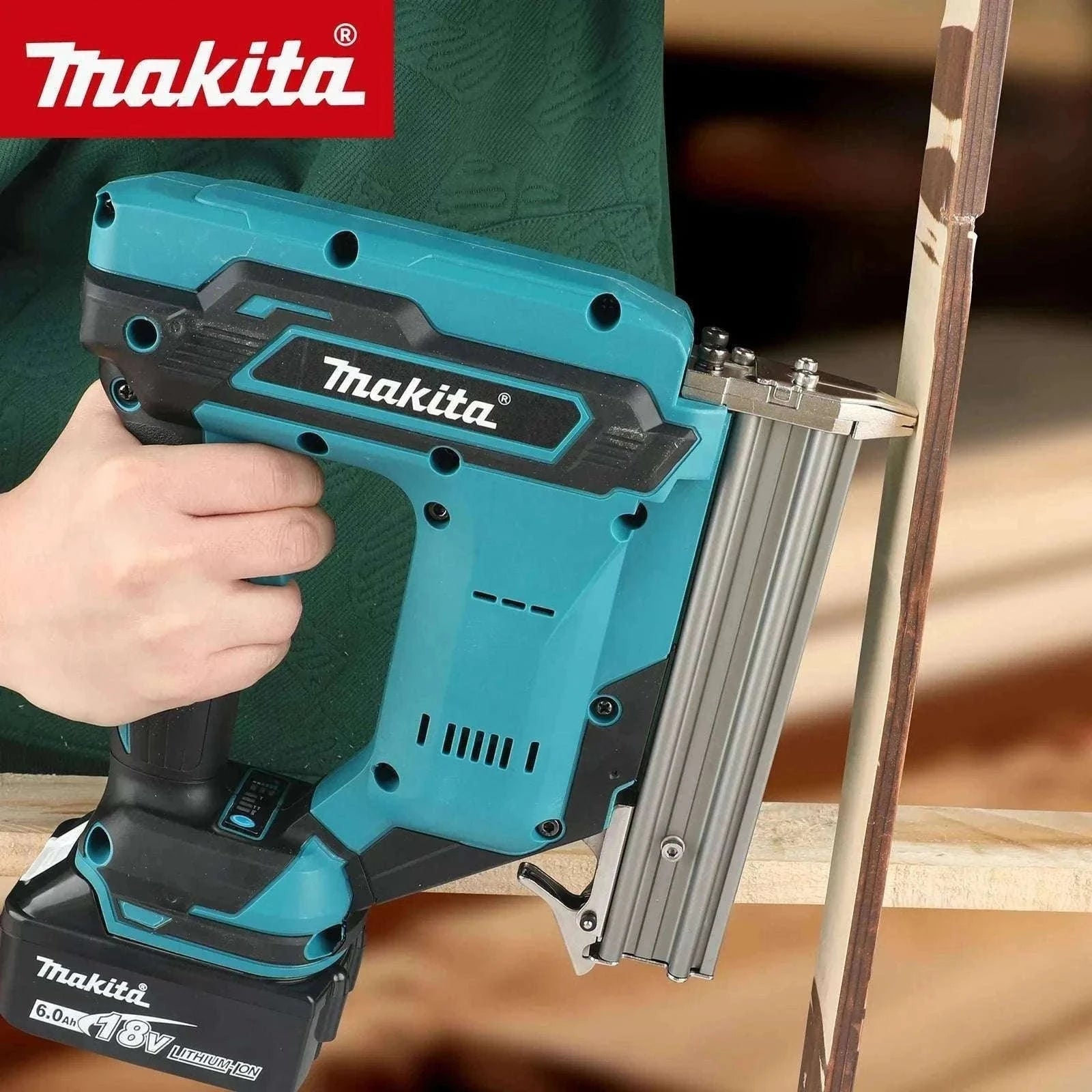 Cordless Nail Gun 10–30mm 100-Nail Capacity High-Speed Woodworking Tool-1Battery 1Charger EU