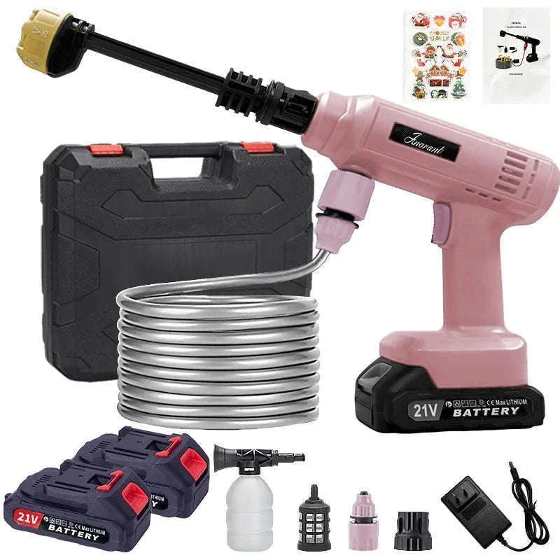 Cordless Portable Pressure Washer Gun with Battery and Hose-Red / US / two batteries|United States|Electric