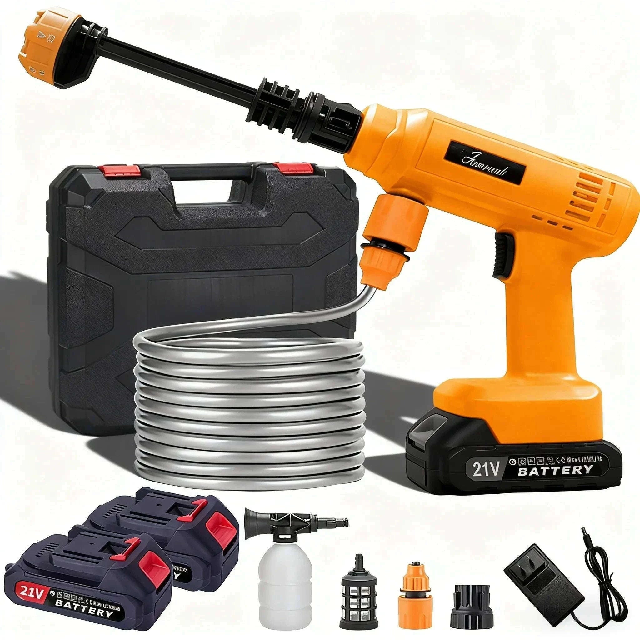 Cordless Portable Pressure Washer Gun with Battery and Hose-Red / US / two batteries|United States|Electric