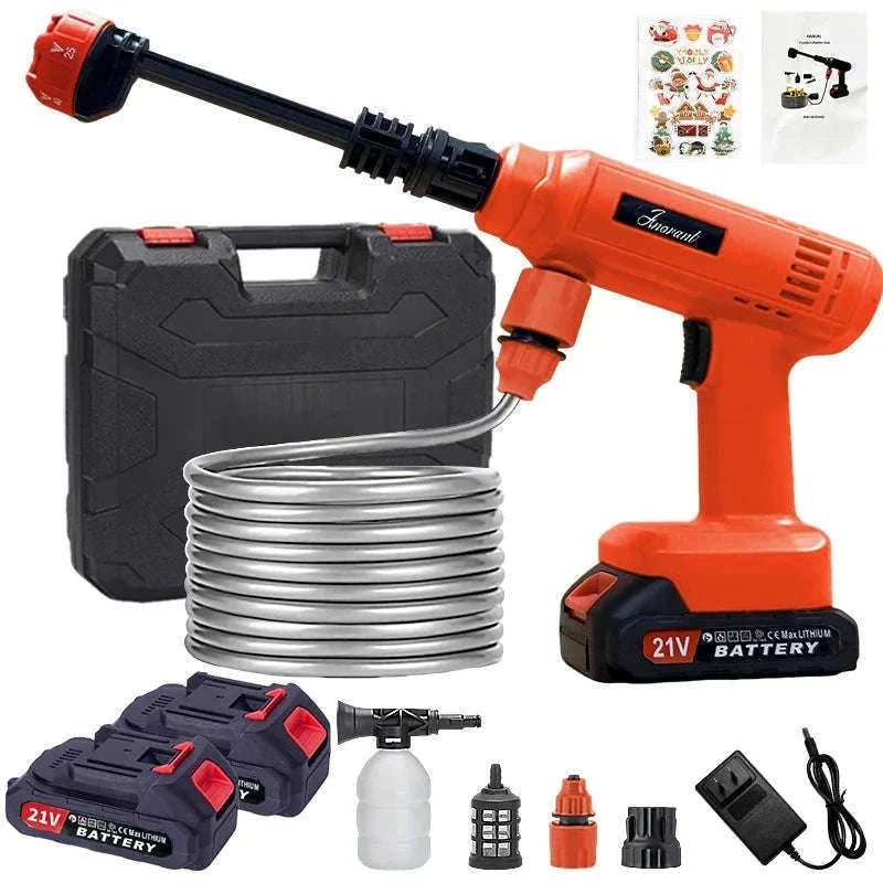 Cordless Portable Pressure Washer Gun with Battery and Hose-Red / US / two batteries|United States|Electric