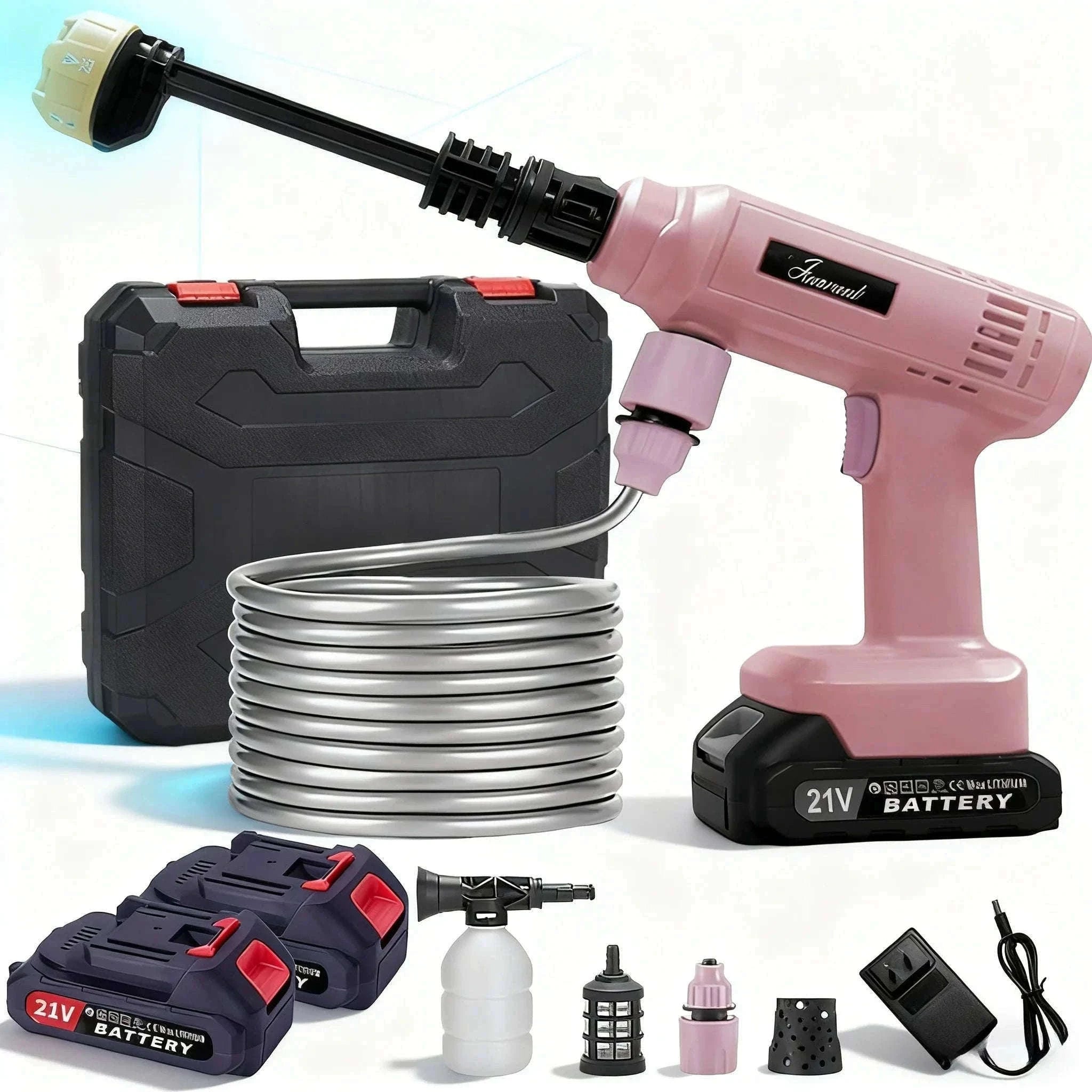 Cordless Portable Pressure Washer Gun with Battery and Hose-Red / US / two batteries|United States|Electric