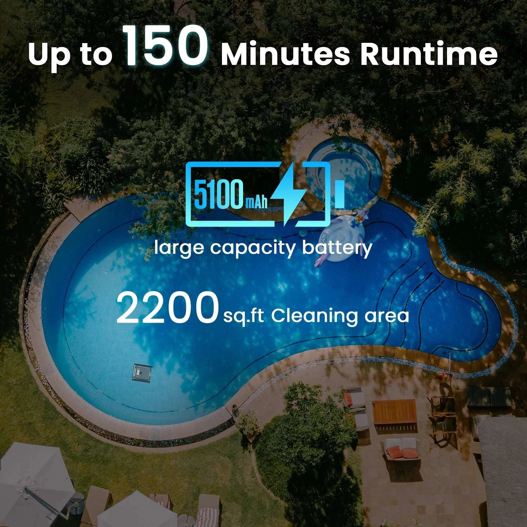 Cordless Robotic Pool Cleaner with Wall & Waterline Cleaning, 150min Runtime-black / United States