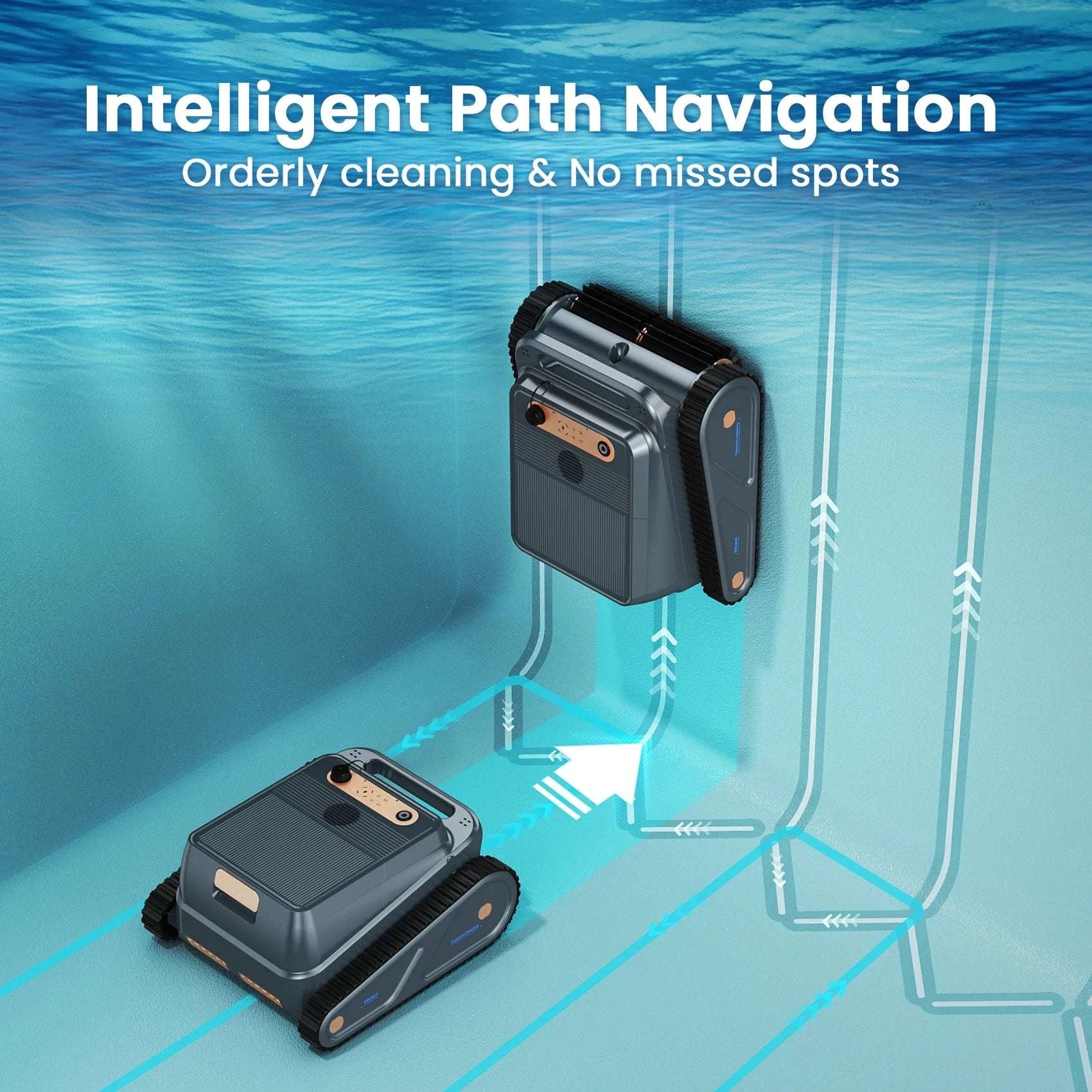 Cordless Robotic Pool Cleaner with Wall & Waterline Cleaning, 150min Runtime-black / United States