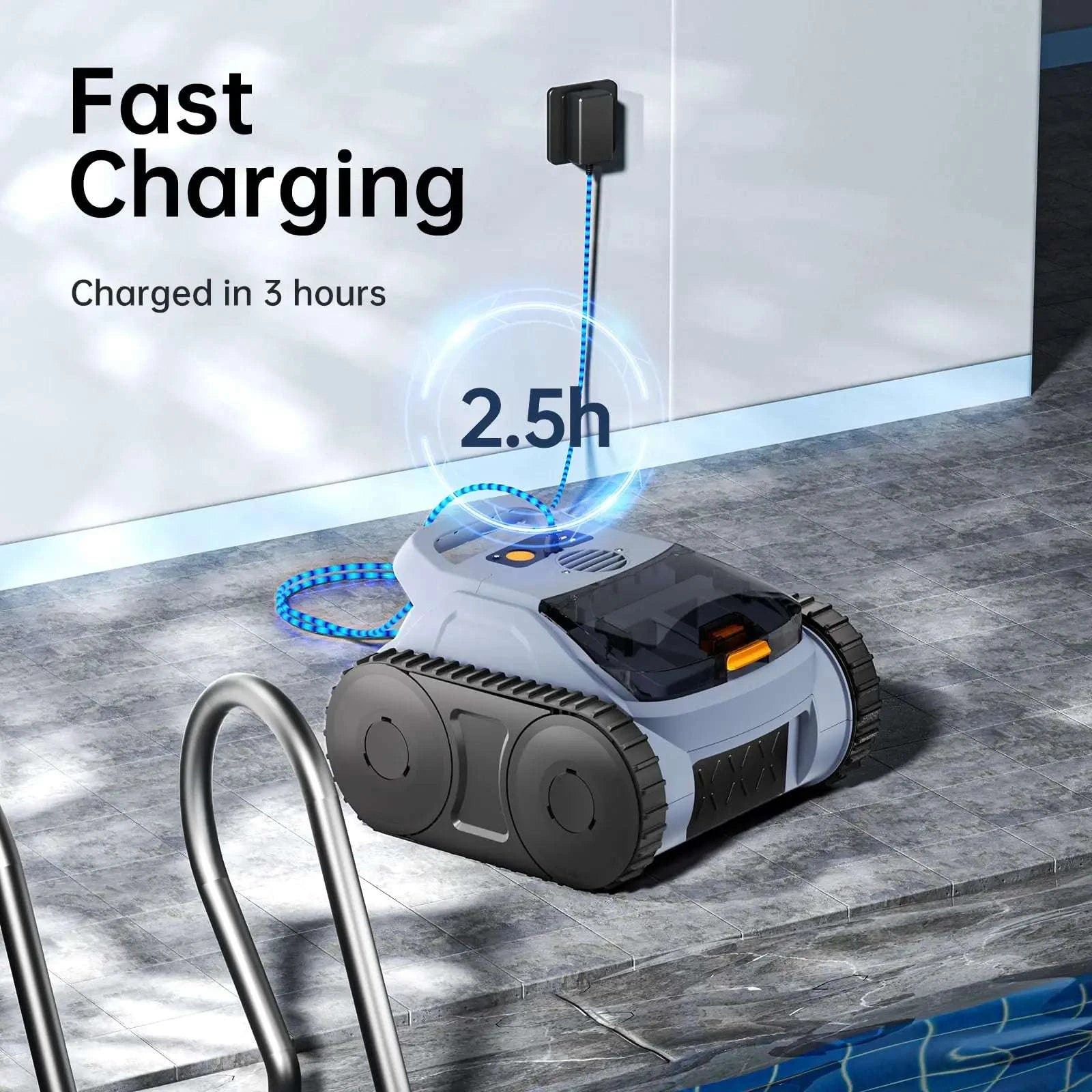 Cordless Robotic Pool Vacuum 150 Min Runtime 2000 sq.ft Coverage-Royal Blue / GERMANY