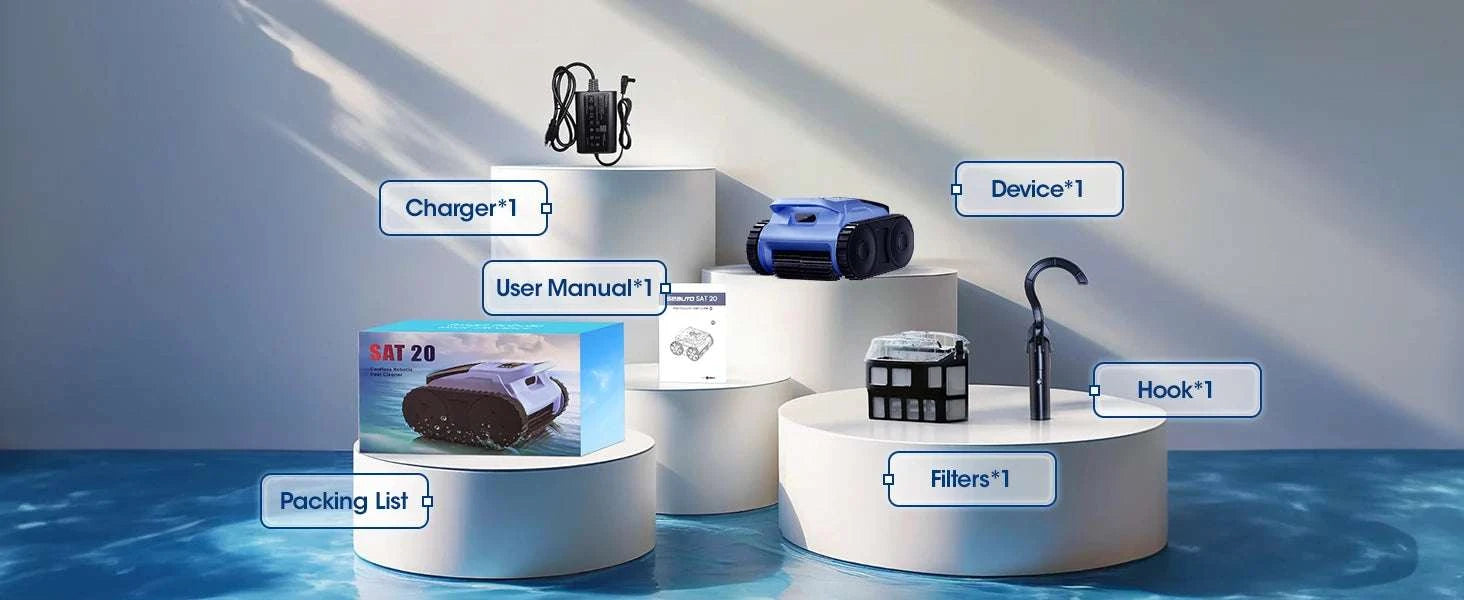 Cordless Robotic Pool Vacuum 150 Min Runtime 2000 sq.ft Coverage-Royal Blue / GERMANY