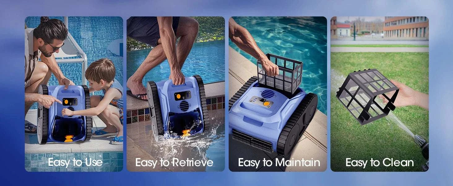Cordless Robotic Pool Vacuum 150 Min Runtime 2000 sq.ft Coverage-Royal Blue / GERMANY