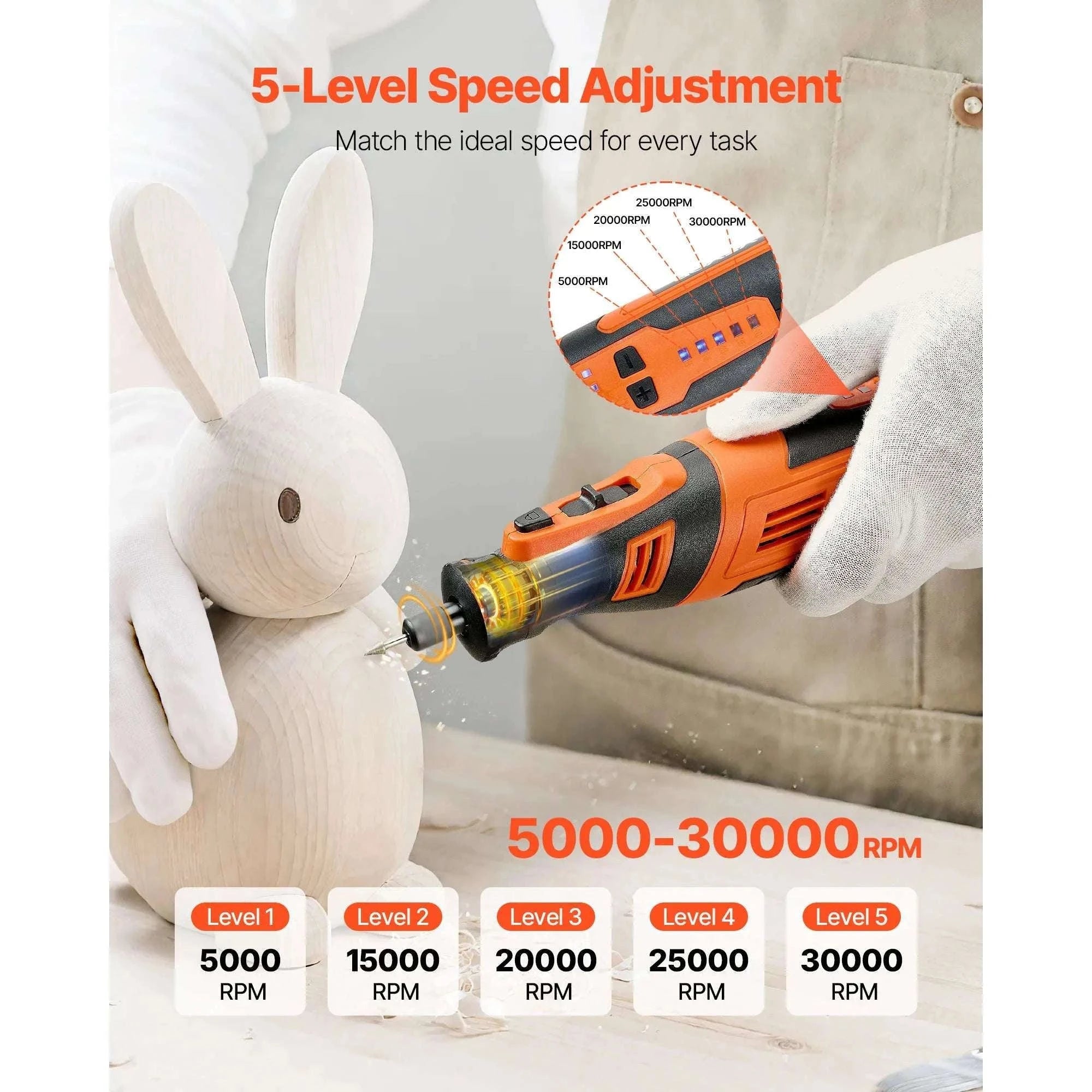 Cordless Rotary Tool Kit with 5 Speeds for DIY Engraving Sanding-DC 4V / United States