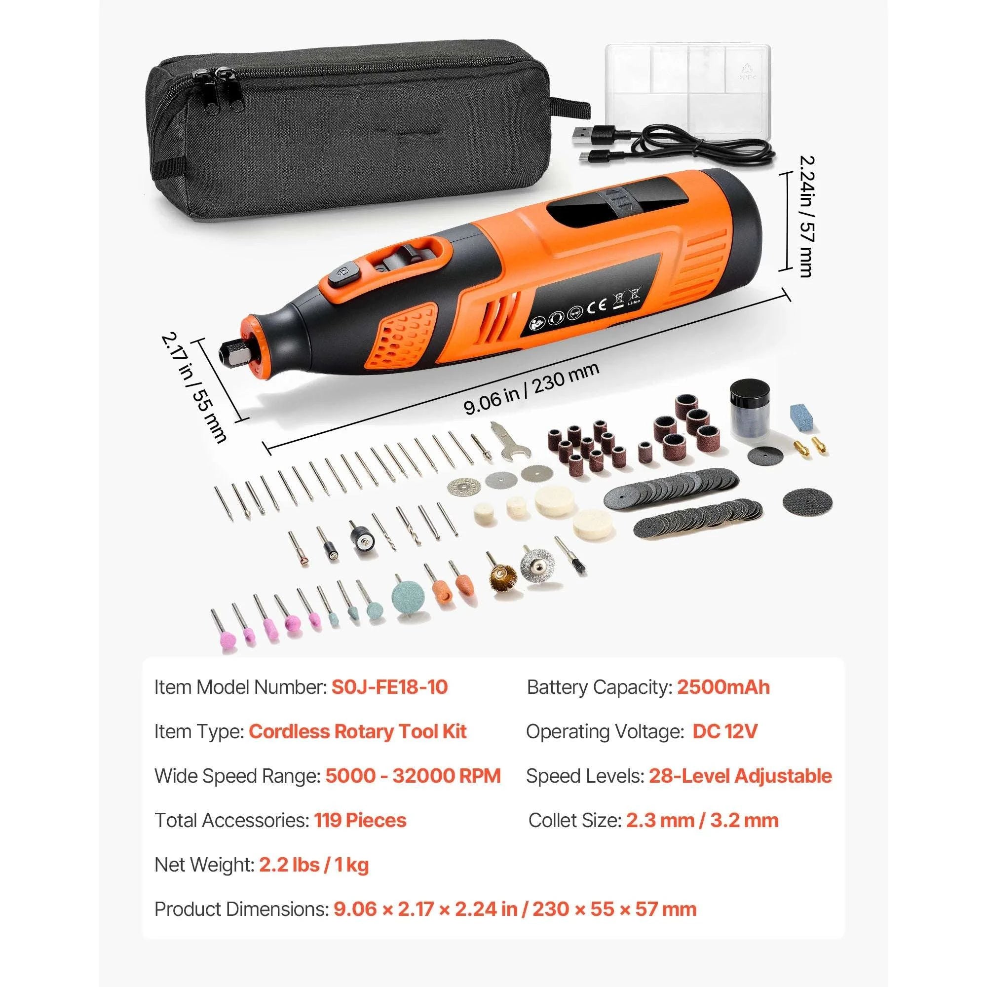 Cordless Rotary Tool Kit with 5 Speeds for DIY Engraving Sanding-DC 4V / United States