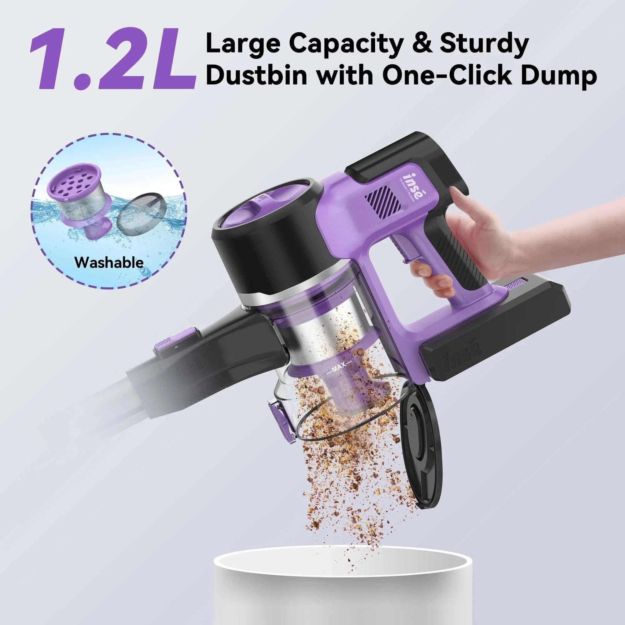 Cordless Stick Vacuum Cleaner 30Kpa 350W with 50 Min Runtime-PURPLE / US / Australia