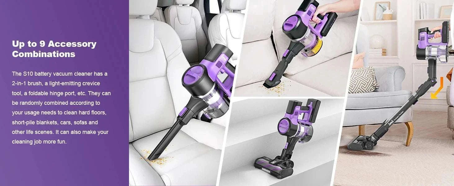 Cordless Stick Vacuum Cleaner 30Kpa 350W with 50 Min Runtime-PURPLE / US / Australia