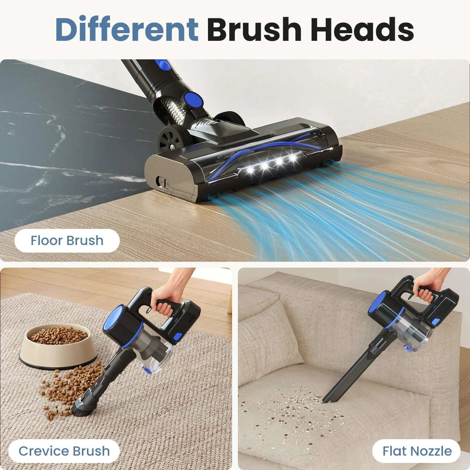 Cordless Stick Vacuum with LED Brush, Wall Mount & 3 Head Tools-Purple Yellow / United States