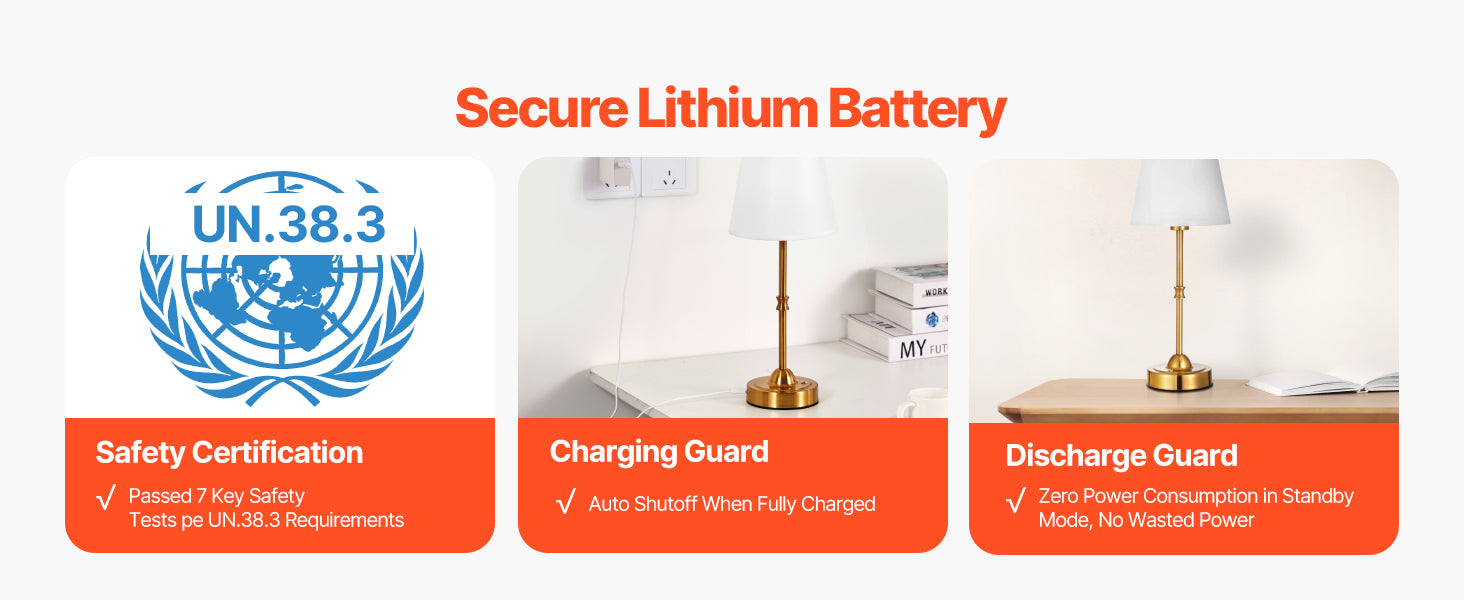Cordless Table Lamp with Rechargeable Battery & Touch Dimming