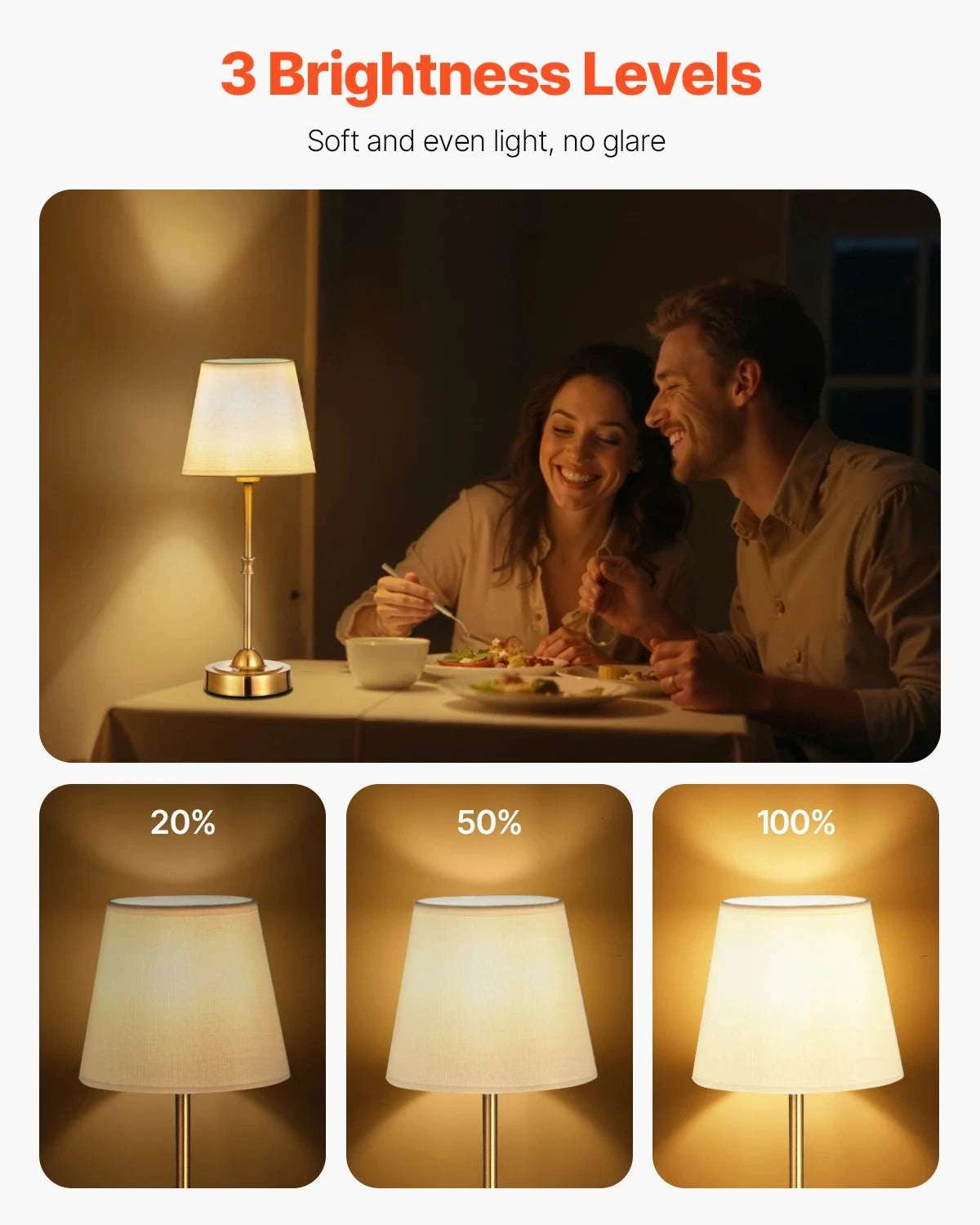 Cordless Table Lamp with Rechargeable Battery & Touch Dimming-1 Black 6.3in / United States