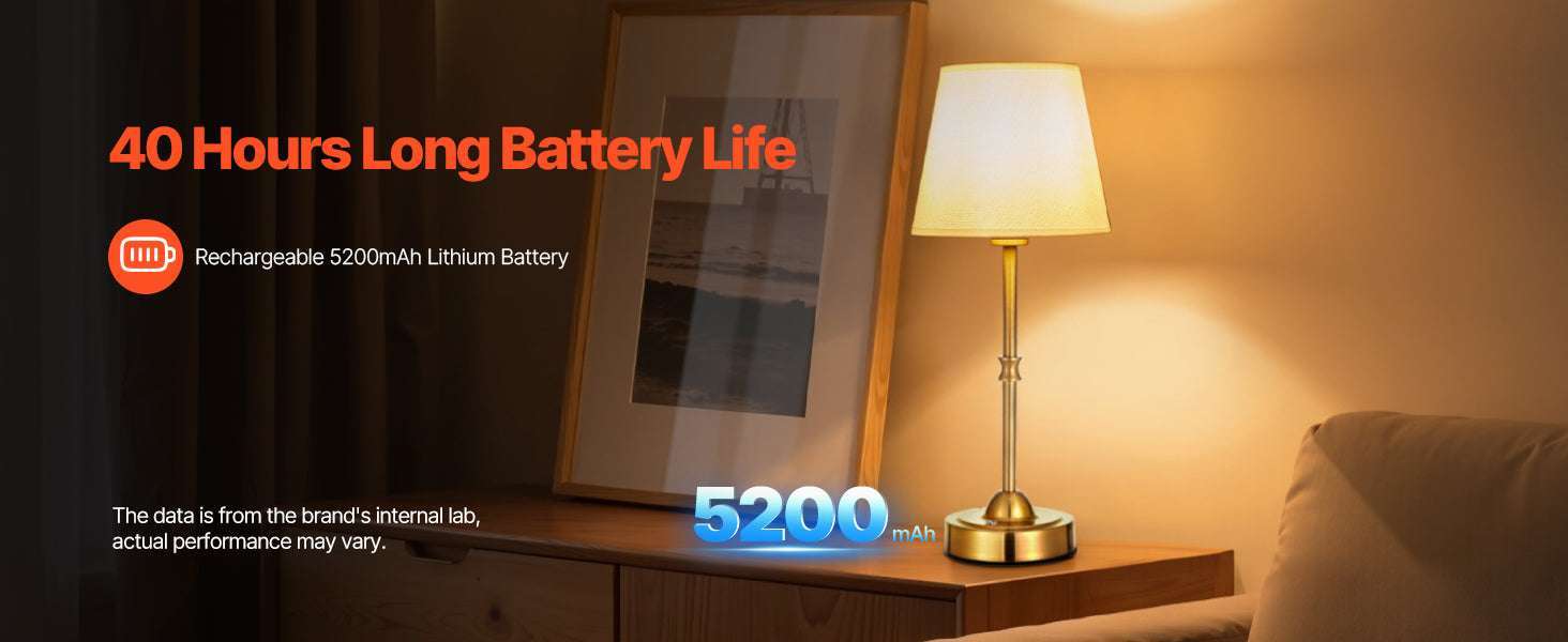 Cordless Table Lamp with Rechargeable Battery & Touch Dimming-1 Black 6.3in / United States