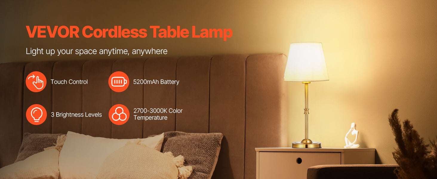 Cordless Table Lamp with Rechargeable Battery & Touch Dimming-1 Black 6.3in / United States