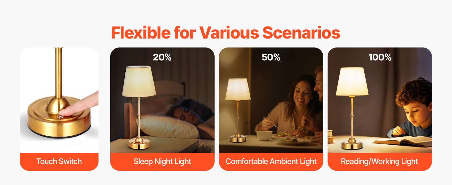 Cordless Table Lamp with Rechargeable Battery & Touch Dimming-1 Black 6.3in / United States