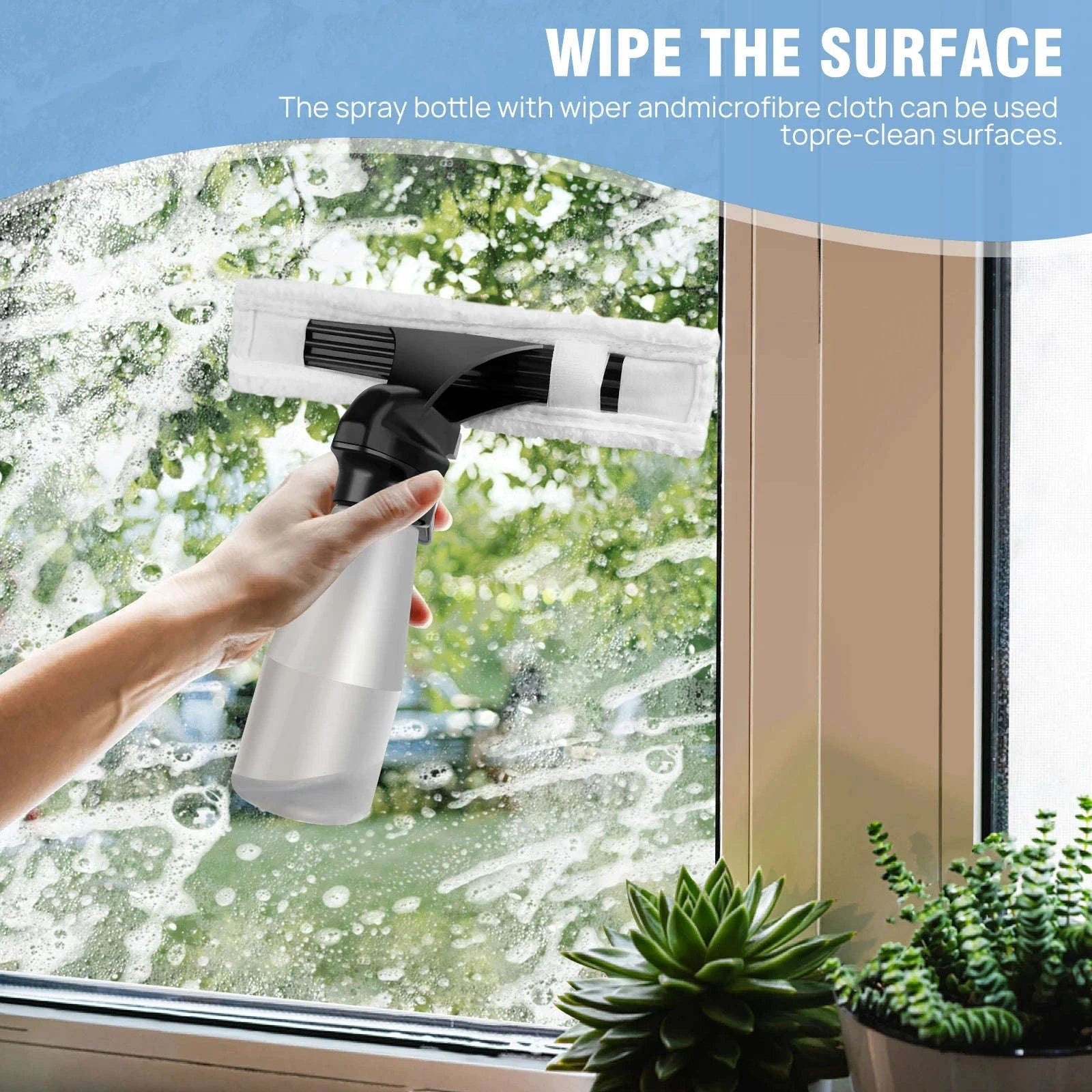 Cordless Window Vac Cleaner Rechargeable with Squeegee and Spray Bottle-GERMANY / No