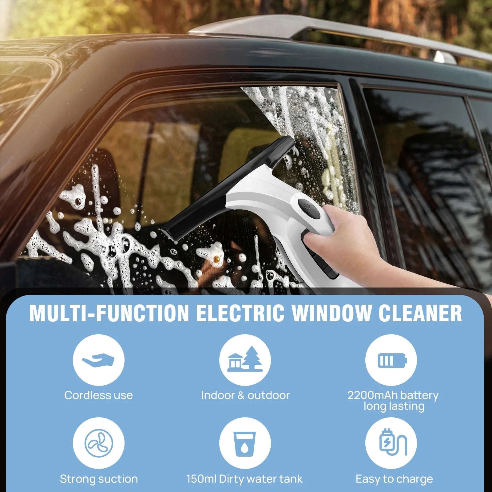 Cordless Window Vac Cleaner Rechargeable with Squeegee and Spray Bottle-GERMANY / No