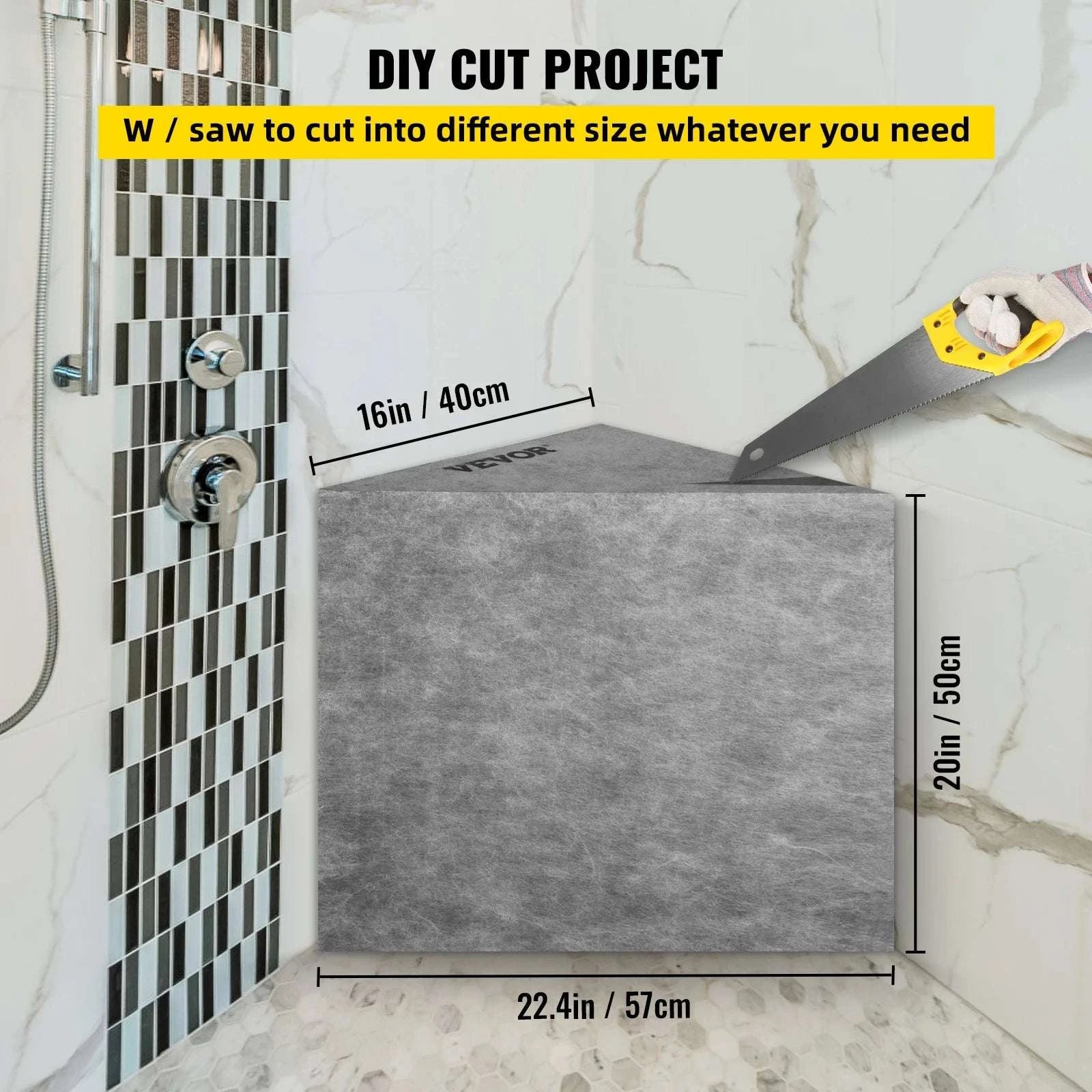 Corner Tile Shower Seat 22.4" Waterproof Bench 440lb Capacity-22.4x16x20inch / United States
