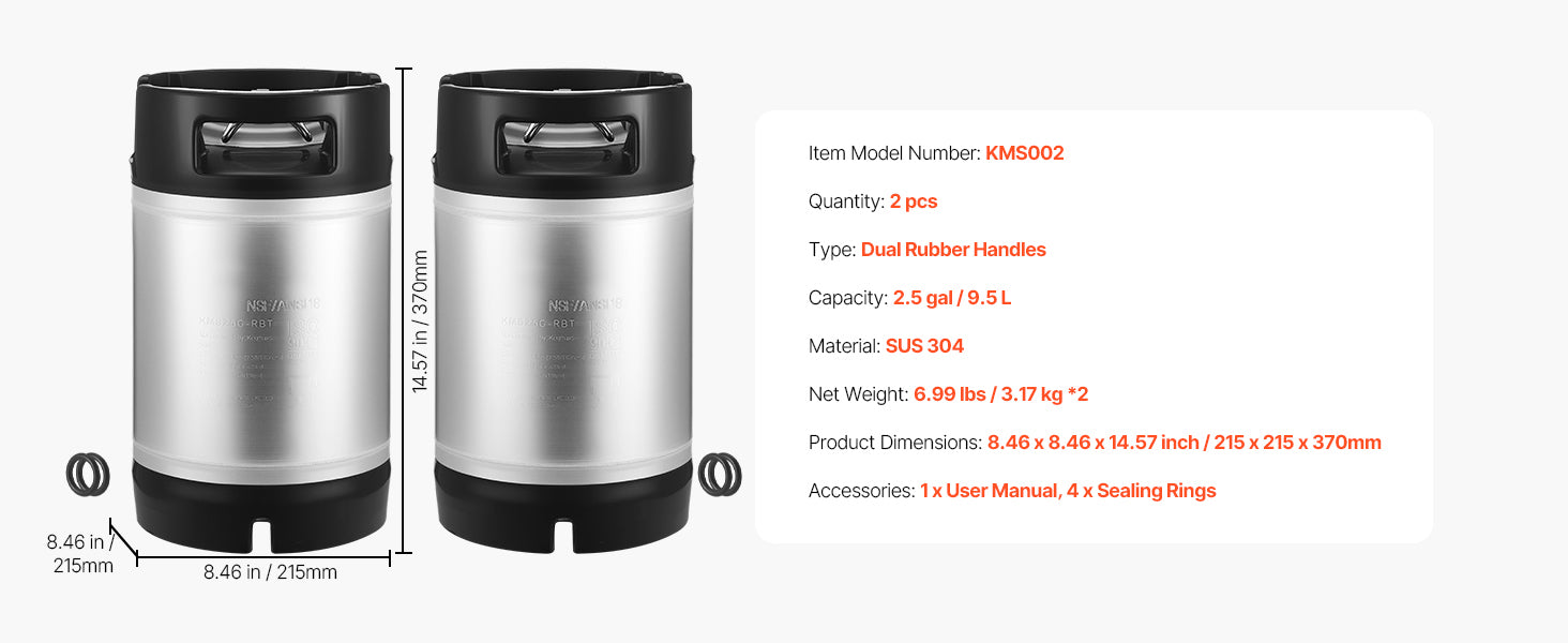 Corny Ball Lock Keg 304 Stainless Steel Cold Brew & Beer Keg