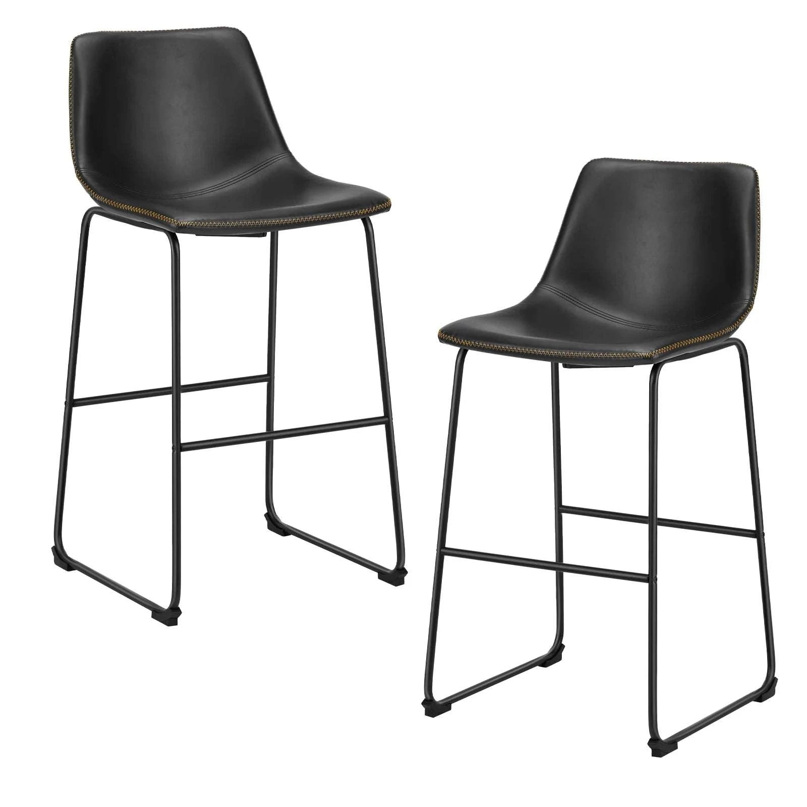 Counter Height Bar Stools Set of 2 Faux Leather with Back-Chocolate / United States
