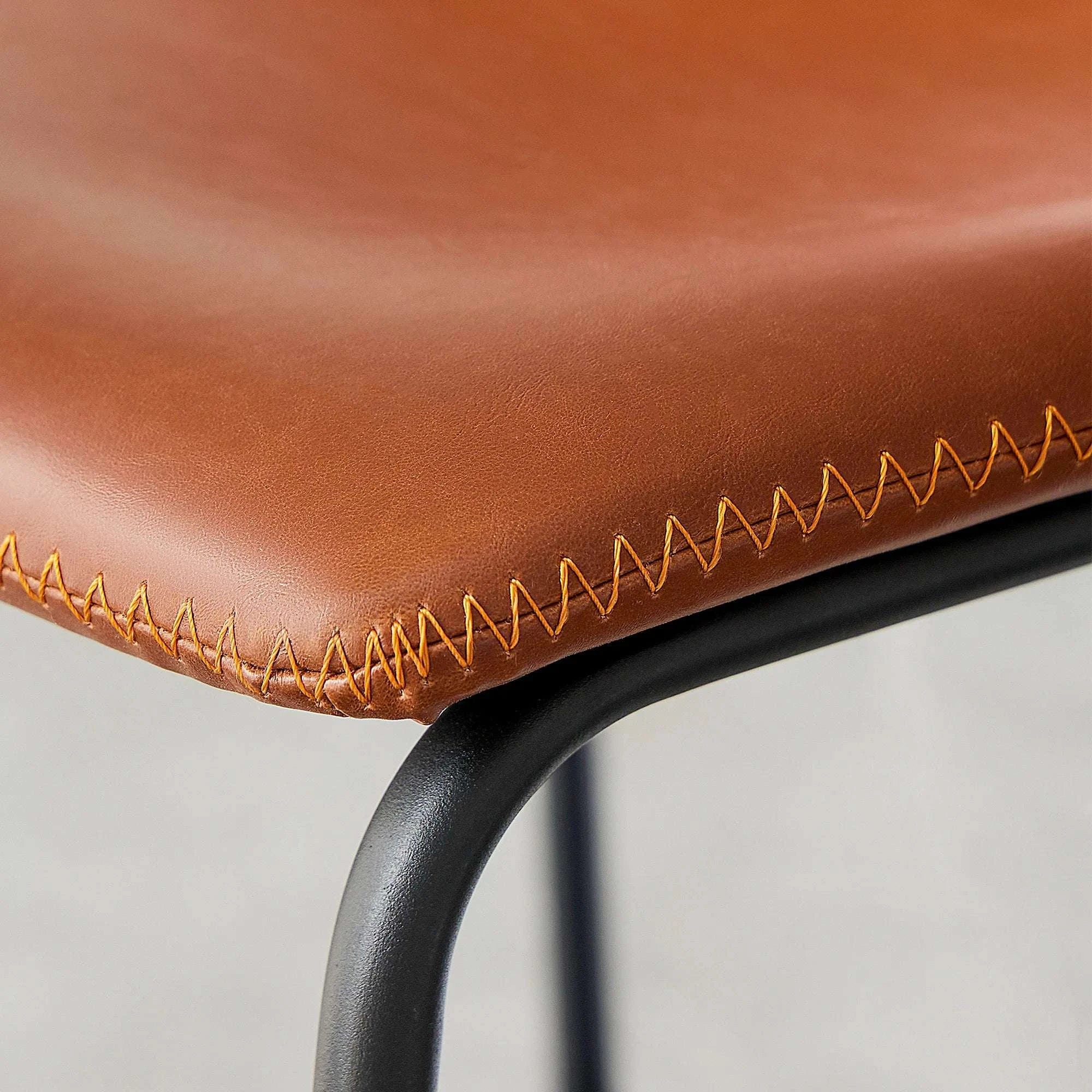 Counter Height Bar Stools Set of 2 Faux Leather with Back-Chocolate / United States